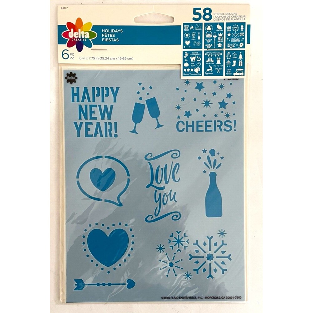 Delta Creative Stencil Designs Holidays New Year Valentines Day 04837 6pc NEW